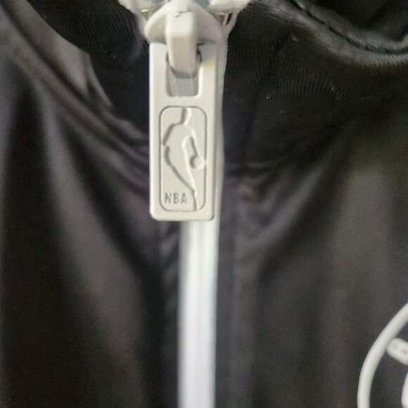 Brooklyn Nets New York NBA Basketball Large Black White Zip Up Athletic Jacket - Picture 5 of 16